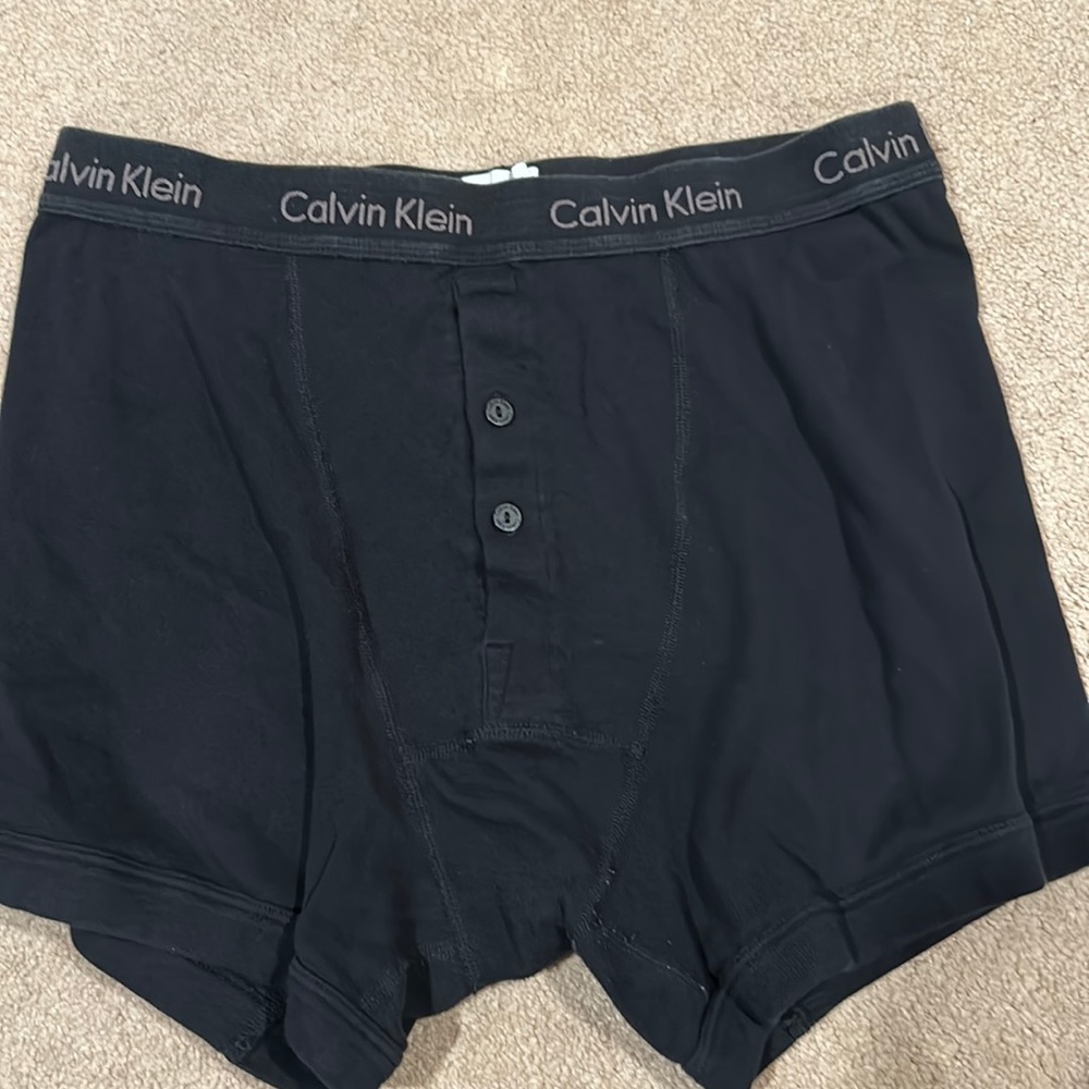 Men’s Calvin Klein button fly boxer briefs.